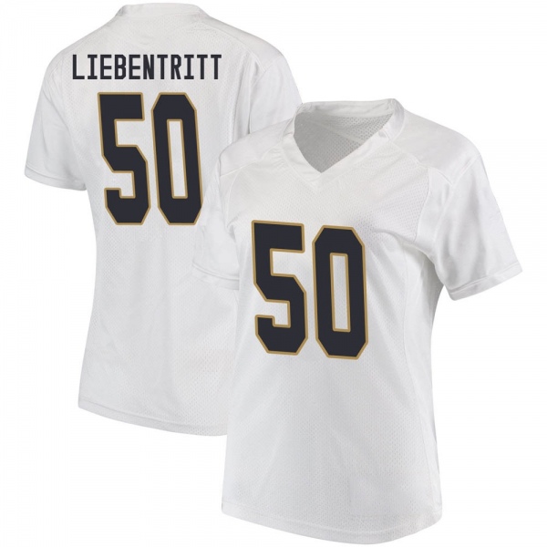 Barrett Liebentritt Notre Dame Fighting Irish NCAA Women's #50 White Game College Stitched Football Jersey NAQ4355GD